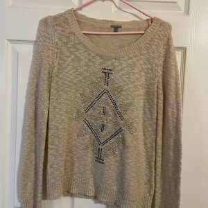 Women's Beige Sweater with Geometric Design